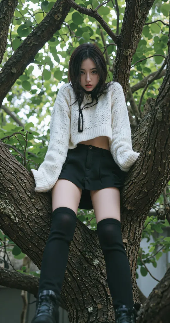 甜酷少女手机壁纸｜林间户外背景图片 - 时尚穿搭写真「哲风壁纸」