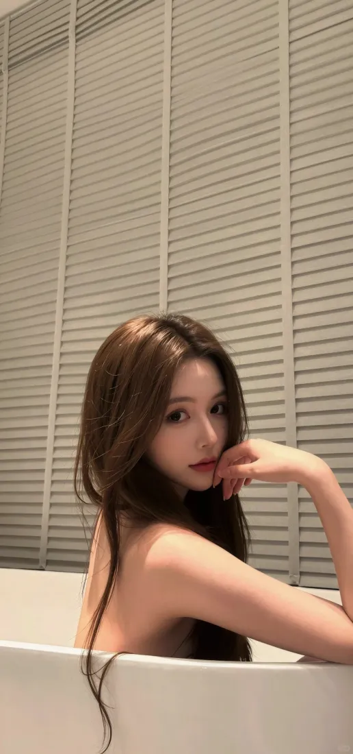 长发美女手机壁纸｜浴室浴缸背景图片 - 氛围感人像写真「哲风壁纸」