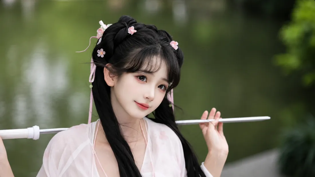 2k古风小姐姐壁纸｜清新户外背景图片 - 可爱清纯汉服少女「哲风壁纸」