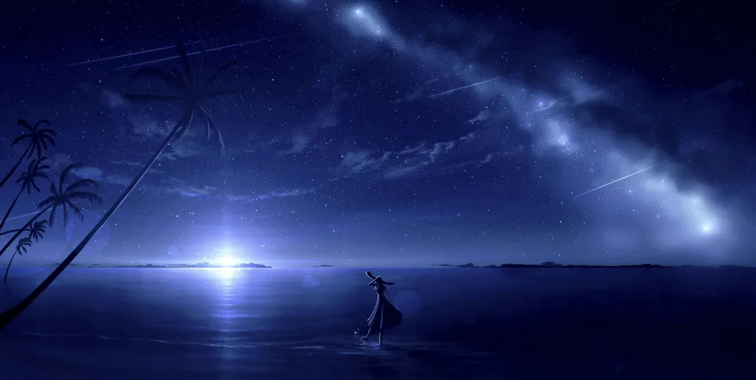 3k海边夜空壁纸｜静谧海洋背景图片 - 治愈氛围感风景「哲风壁纸」