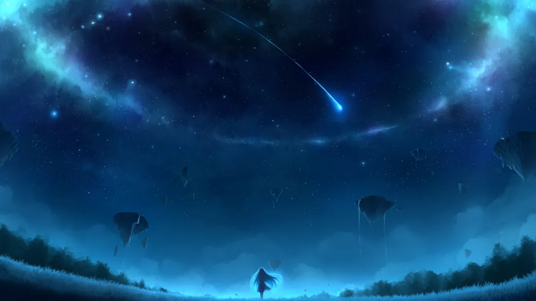 2k流星壁纸｜深蓝夜空背景图片 - 梦幻星空场景「哲风壁纸」