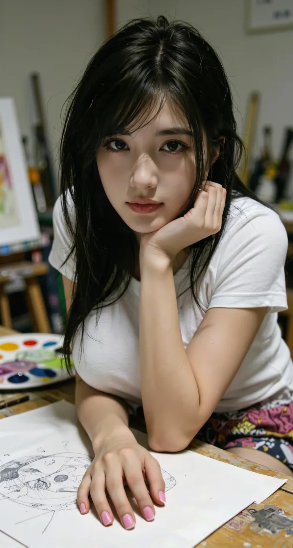 清新美女手机壁纸｜画室氛围感背景图片 - 人像写真「哲风壁纸」