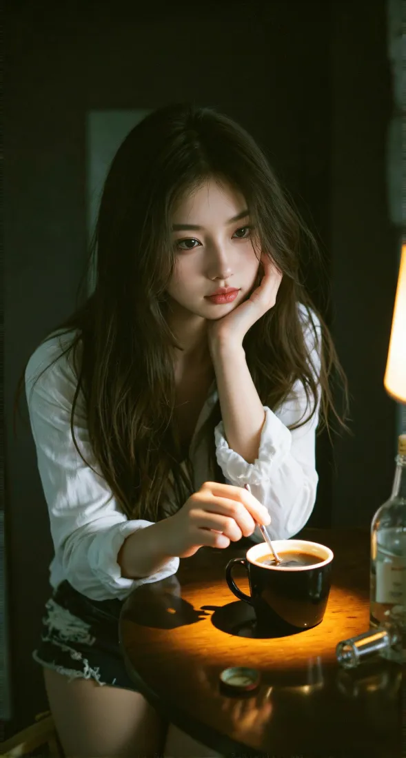 氛围感美女手机壁纸｜暖光咖啡室内背景图片 - 慵懒休闲风「哲风壁纸」