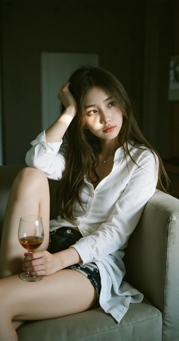 清冷气质美女手机壁纸｜居家沙发背景图片 - 氛围感写真「哲风壁纸」