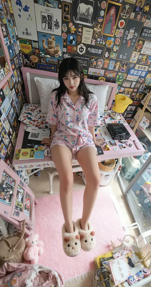 睡衣少女手机壁纸｜粉色休闲背景图片 - 软萌日常「哲风壁纸」
