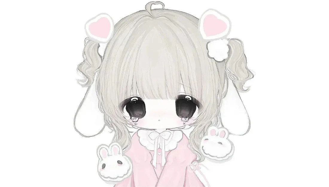 2k软萌兔耳双马尾少女壁纸｜粉色治愈背景图片 - 二次元萌物「哲风壁纸」