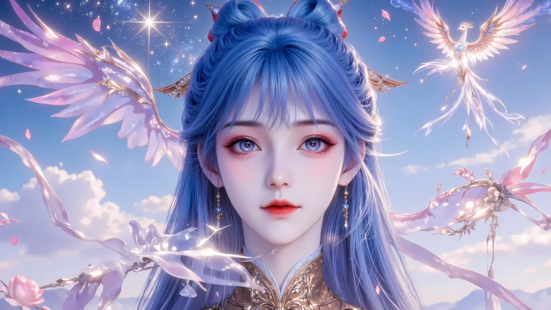 6k王冬儿壁纸｜斗罗大陆2背景图片 - 绝世唐门蓝发美少女「哲风壁纸」