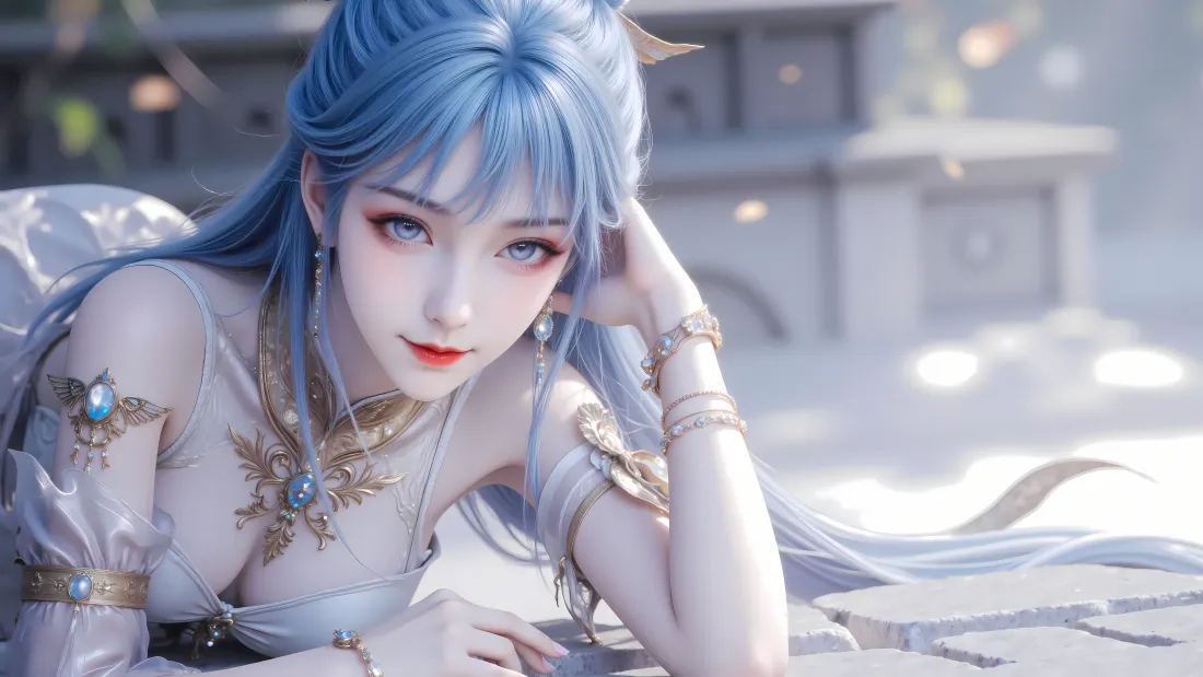 6k王冬儿壁纸｜绝世唐门背景图片 - 斗罗大陆2蓝发少女「哲风壁纸」