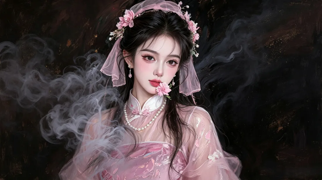 3k古风汉服美女壁纸｜暗调烟雾背景图片 - 仙气氛围感「哲风壁纸」