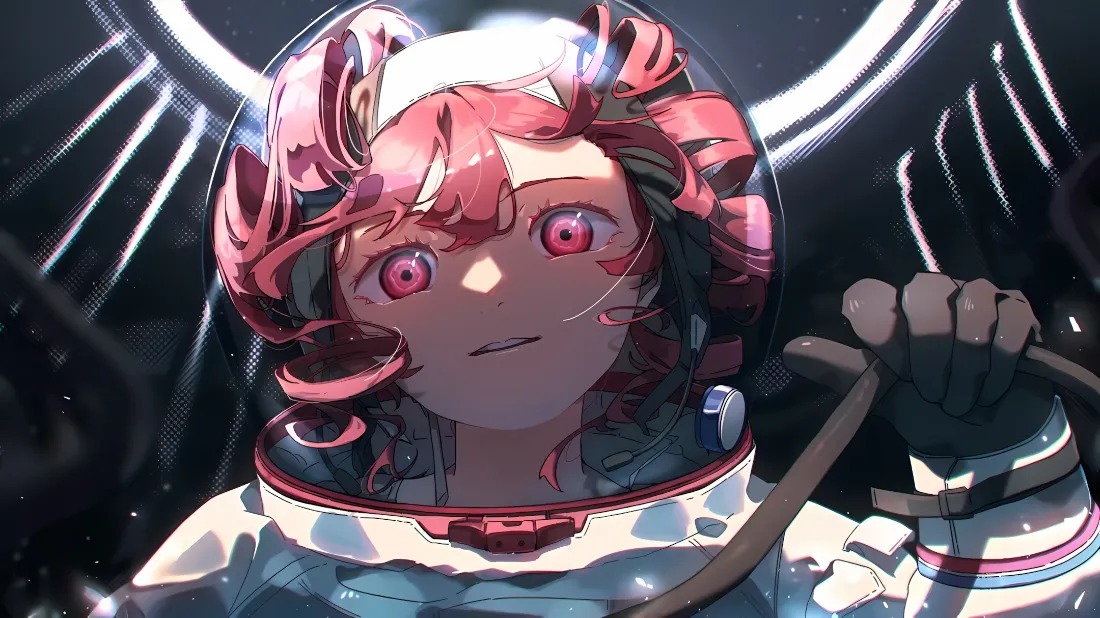 2k太空少女壁纸｜宇宙背景图片 - 红发二次元宇航员少女「哲风壁纸」