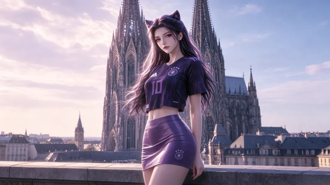 3k猫耳少女壁纸｜哥特式教堂背景图片 - 3D二次元御姐「哲风壁纸」