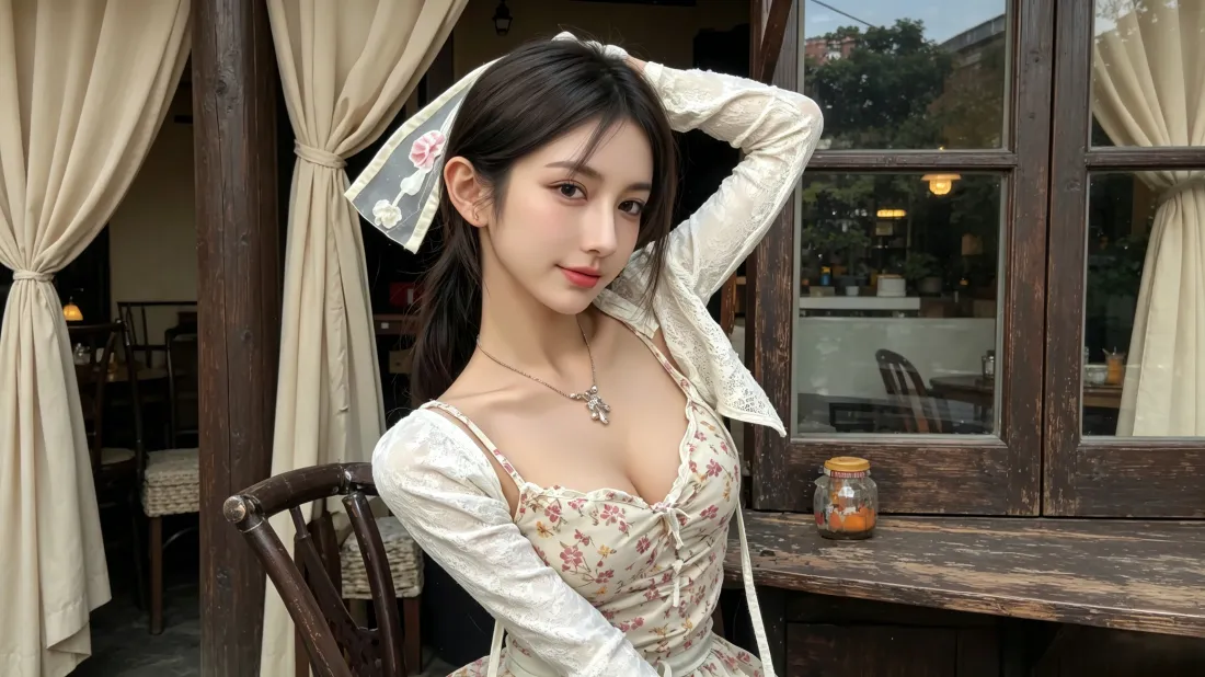 3k清纯美女壁纸｜咖啡馆穿搭背景图片 - 甜美氛围感「哲风壁纸」