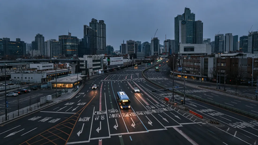 3k都市街景壁纸｜高楼道路背景图片 - 黄昏车流风光「哲风壁纸」