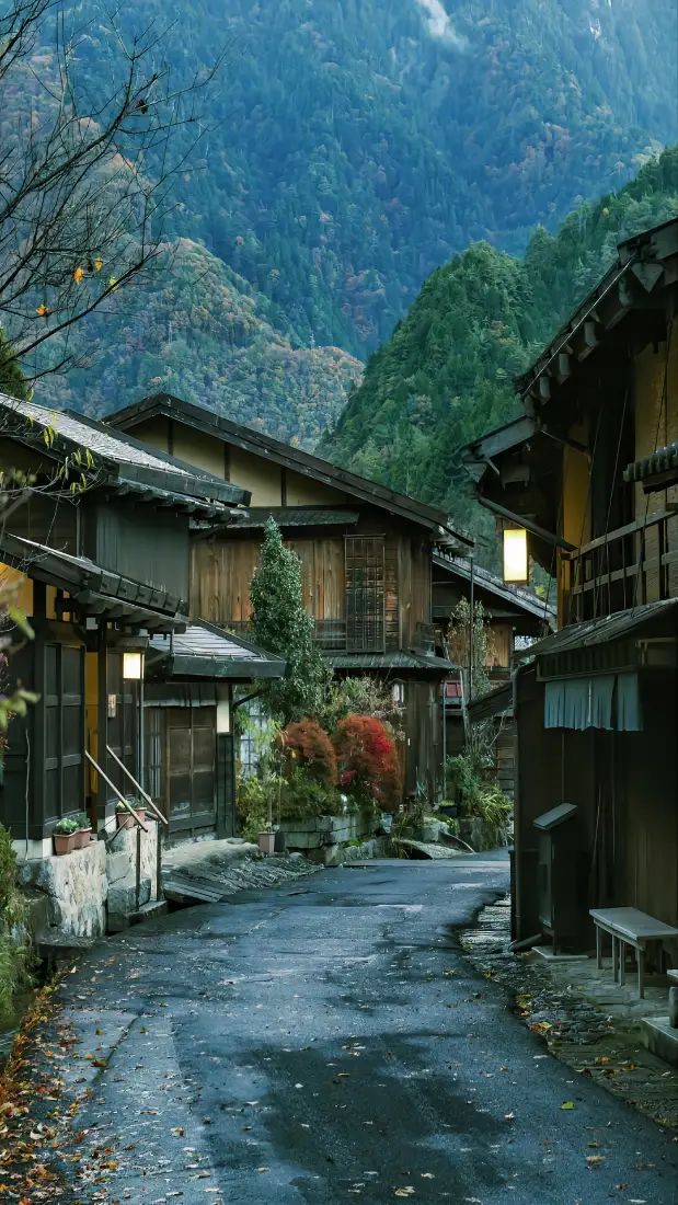山间古村落手机壁纸｜日式民居背景图片 - 静谧乡野风景「哲风壁纸」
