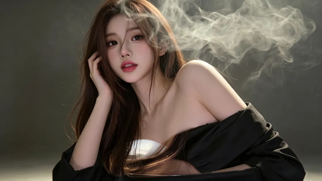 3k长发美女壁纸｜烟雾氛围感背景图片 - 时尚写真「哲风壁纸」