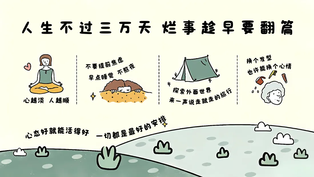 6k治愈文案手绘壁纸｜简笔画休闲背景图片 - 暖心励志「哲风壁纸」