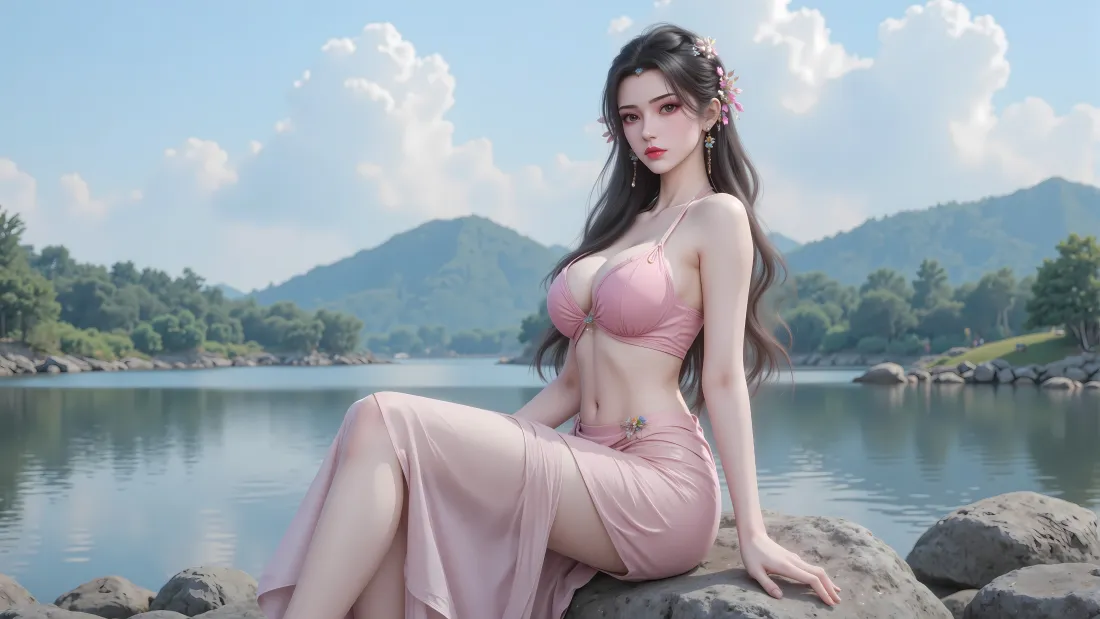 6k李慕婉壁纸｜湖边山水背景图片 - 仙逆国风美人「哲风壁纸」