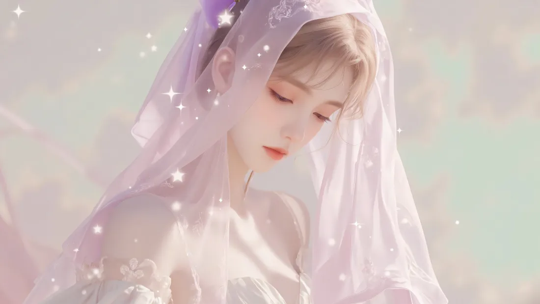 6k橘子壁纸｜斗罗大陆白纱背景图片 - 梦幻温柔少女「哲风壁纸」