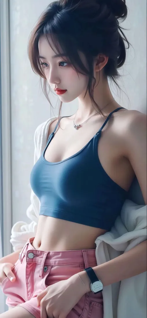 高颜值气质美女手机壁纸｜居家浅白背景图片 - 时尚性感穿搭「哲风壁纸」