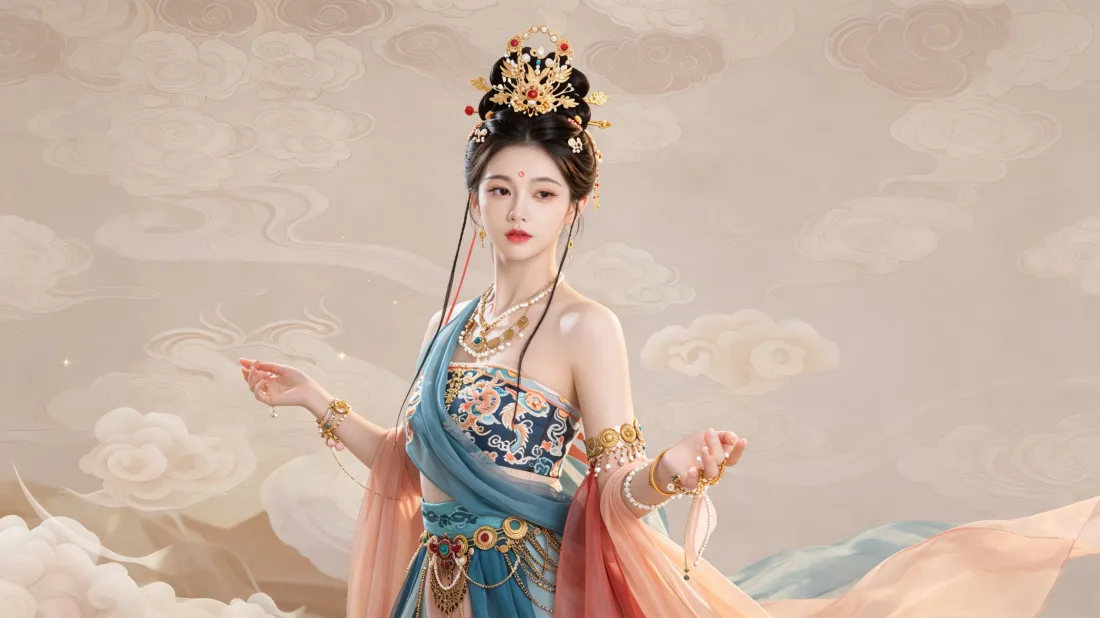 3k敦煌飞天壁纸｜古风祥云背景图片 - 仙气国风美女「哲风壁纸」