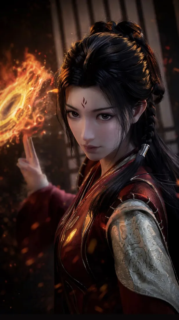 凡人修仙传赤融道祖手机壁纸｜古风仙侠施法背景图片 - 火焰女修「哲风壁纸」