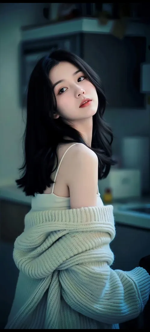 气质美女手机壁纸｜居家氛围感背景图片 - 性感露肩写真「哲风壁纸」