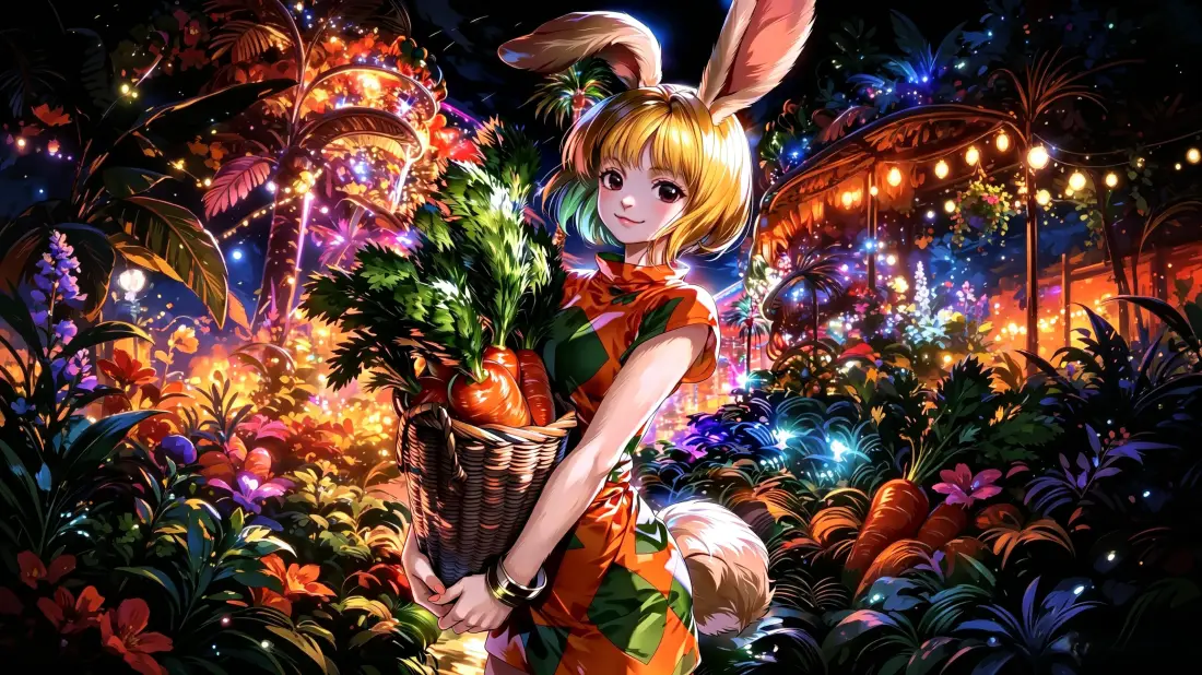 3k兔耳少女壁纸｜奇幻森林背景图片 - 可爱治愈元气「哲风壁纸」