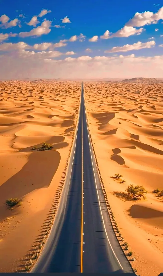 沙漠公路手机壁纸｜荒漠风景背景图片 - 辽阔创意自然景观「哲风壁纸」