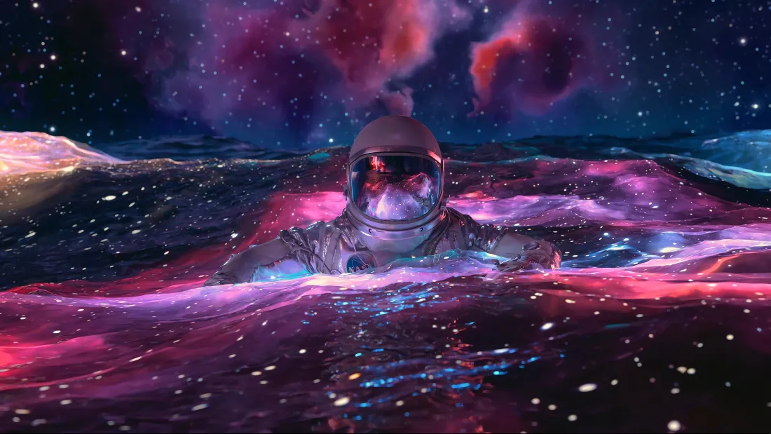 4k宇航员壁纸｜炫彩星云背景图片 - 浩瀚宇宙星空科幻创意场景「哲风壁纸」