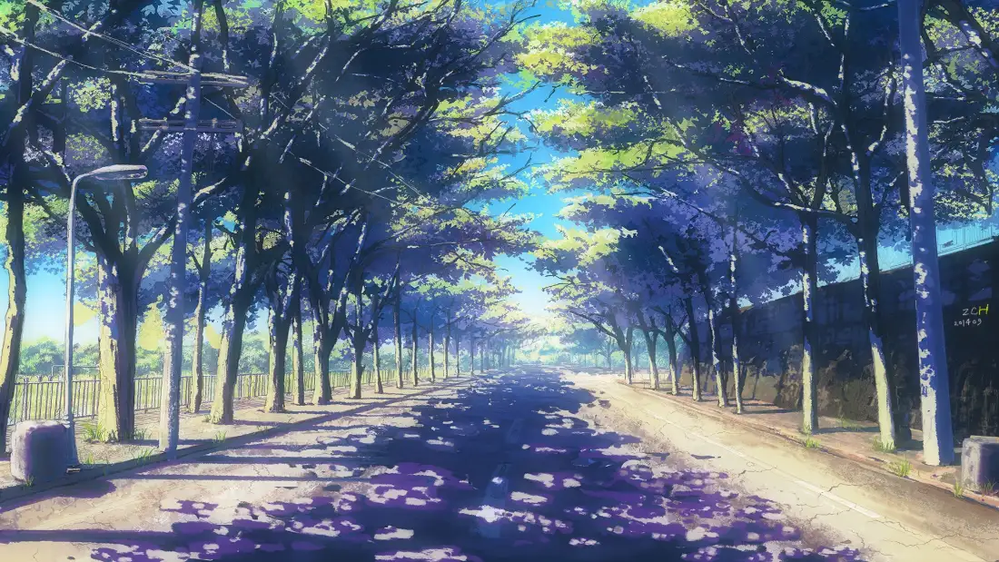 2k蓝花楹壁纸｜夏日林荫街道背景图片 - 治愈清新风景「哲风壁纸」