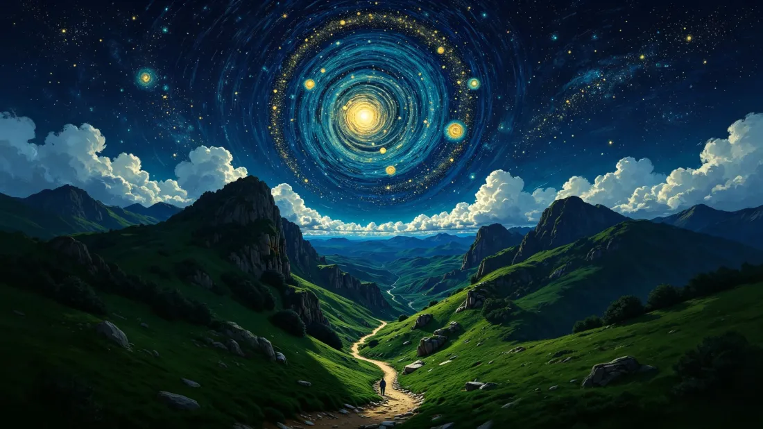 3k宇宙星系壁纸｜山谷夜空背景图片 - 梦幻治愈风景「哲风壁纸」