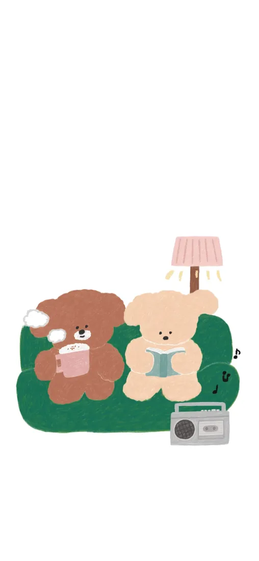 可爱卡通小熊手机壁纸｜沙发休闲背景图片 - 温馨治愈「哲风壁纸」
