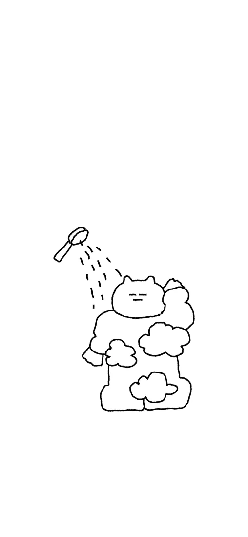 小熊手机壁纸｜洗澡卡通简笔画背景图片 - 治愈可爱手绘线条「哲风壁纸」