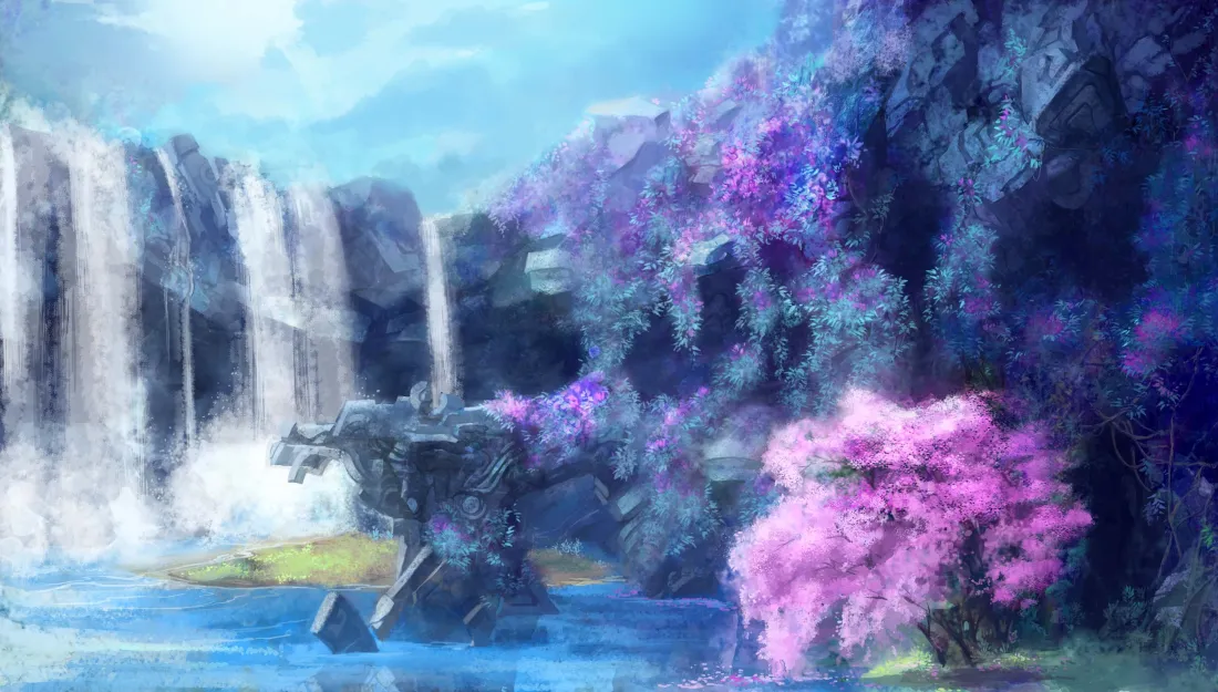 3k动漫风景壁纸｜瀑布樱花湖泊背景图片 - 二次元治愈场景「哲风壁纸」