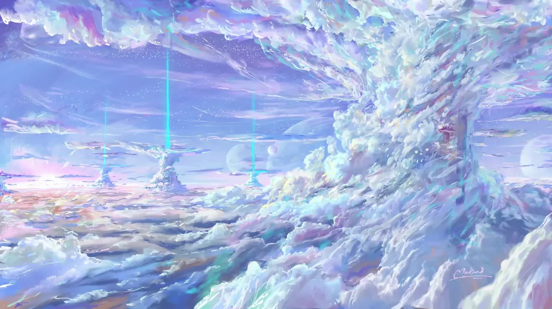 4k动漫天空壁纸｜云海云层背景图片 - 日系二次元插画「哲风壁纸」