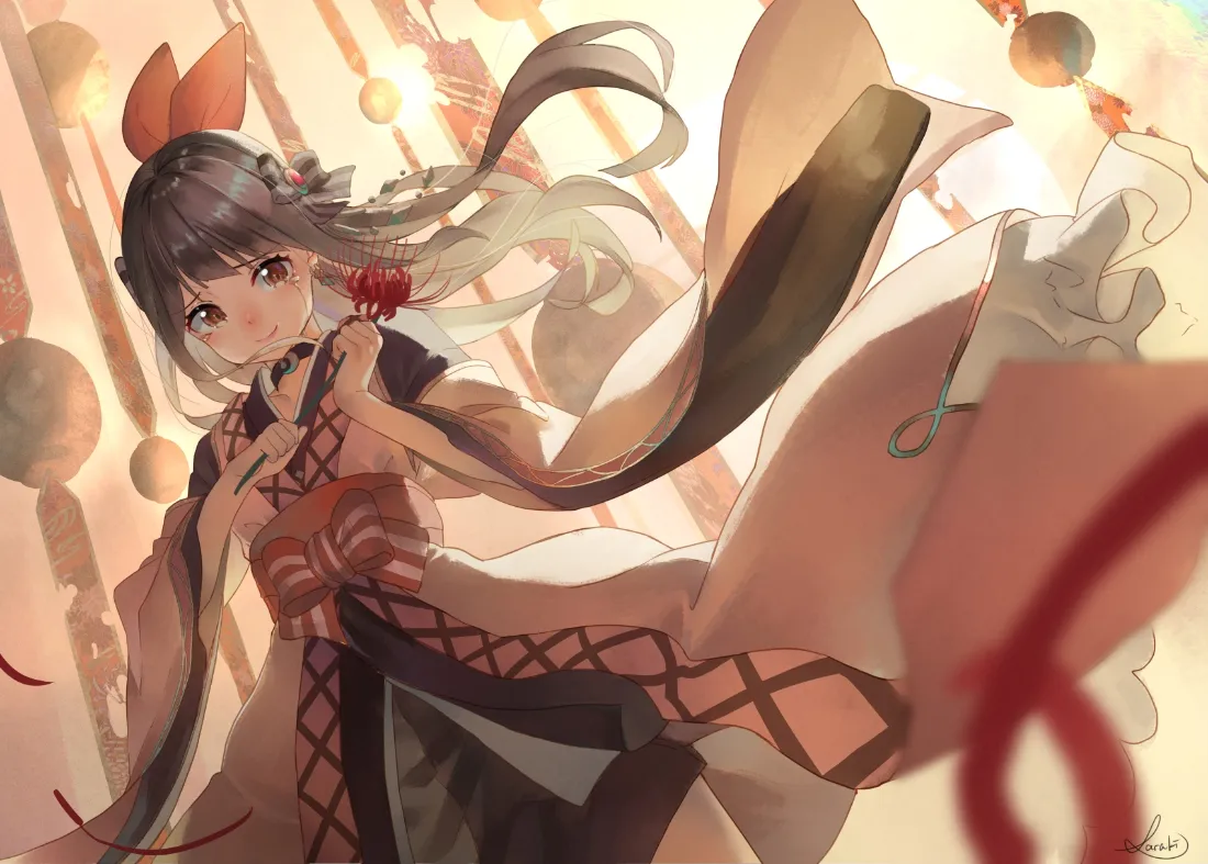 2k古风动漫少女壁纸｜暖调古风背景图片 - 长发二次元插画「哲风壁纸」
