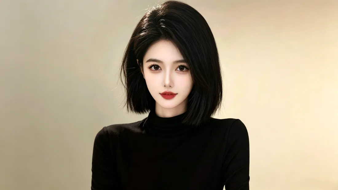 3k短发美女壁纸｜暖米色背景图片 - 精致氛围感时尚写真「哲风壁纸」
