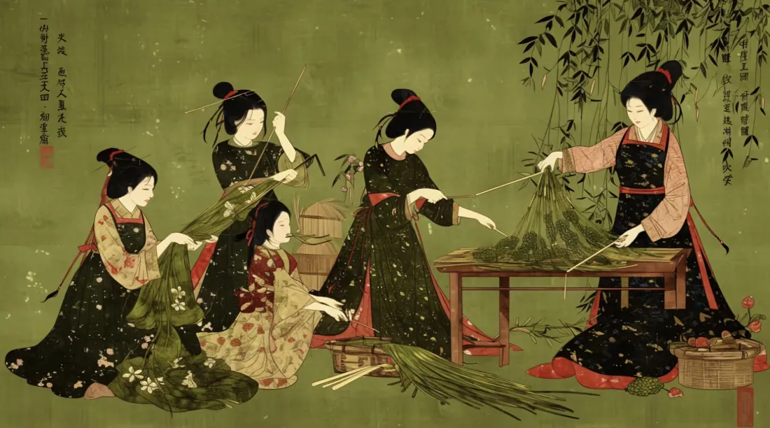 5k端午节仕女壁纸｜古风民俗背景图片 - 包粽场景「哲风壁纸」