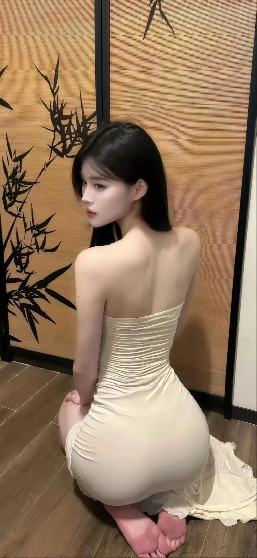 精致美女手机壁纸｜暖黄竹屏室内背景图片 - 氛围感写真「哲风壁纸」