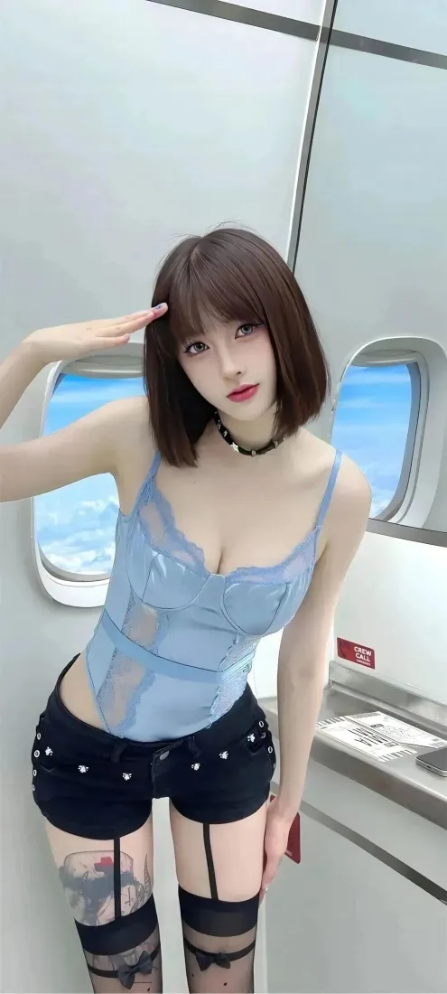 精致美女手机壁纸｜飞机舱内背景图片 - 时尚气质写真「哲风壁纸」