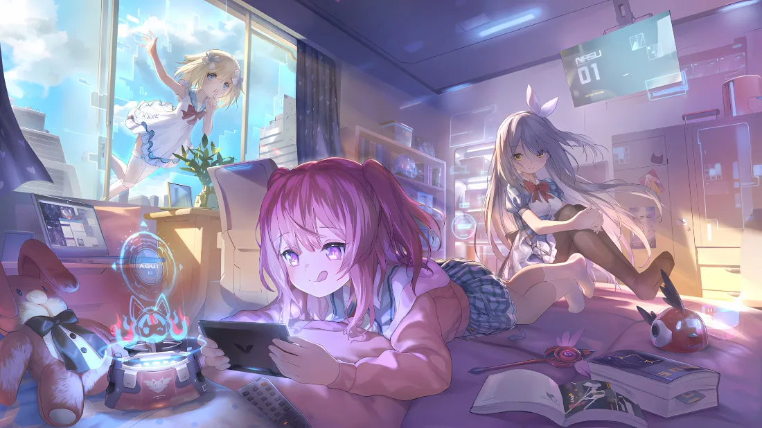 2k缇米壁纸｜机动战姬聚变休闲少女背景图片 - 日常场景「哲风壁纸」