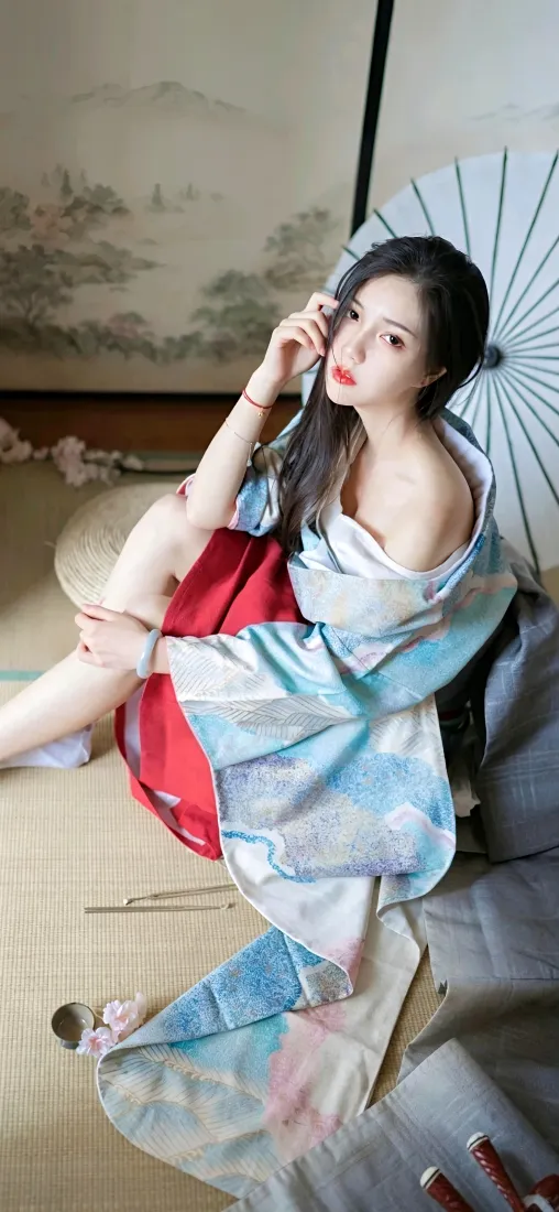 日系和服美女手机壁纸｜榻榻米居室背景图片 - 优雅气质写真「哲风壁纸」