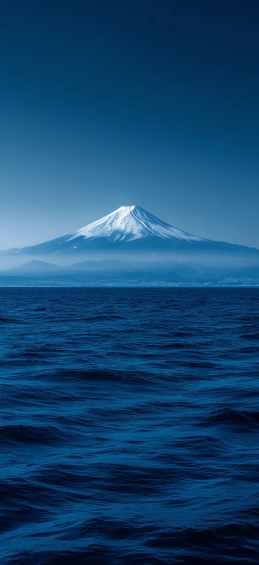 富士山手机壁纸｜广阔海面背景图片 - 皑皑雪山自然风光「哲风壁纸」