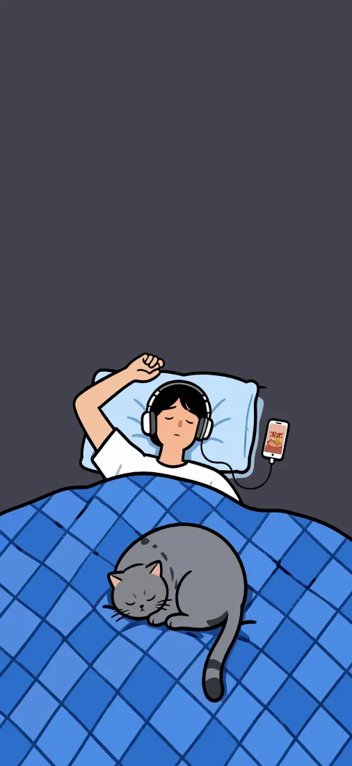 卡通猫咪男孩手机壁纸｜睡觉休闲背景图片 - 治愈插画「哲风壁纸」