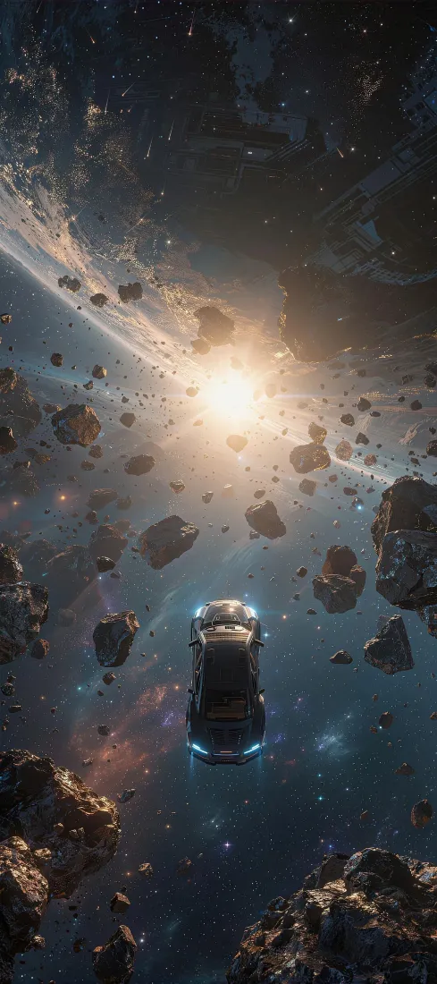 宇宙飞船手机壁纸｜小行星带背景图片 - 4K高清科幻星空「哲风壁纸」