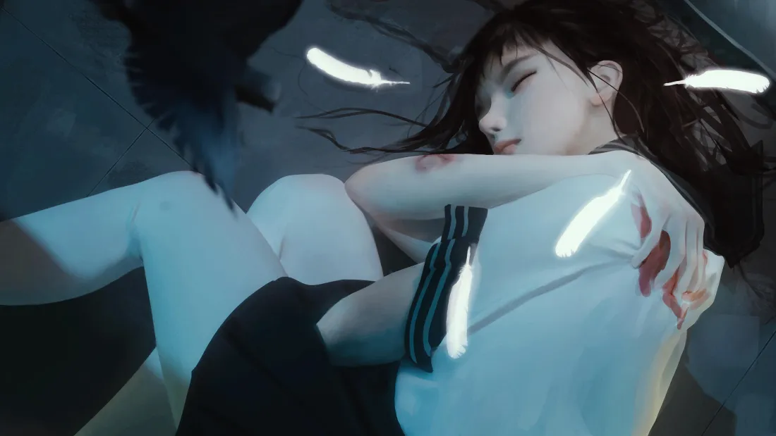 4k幻想美女壁纸｜冷蓝光影背景图片 - 手绘少女插画「哲风壁纸」