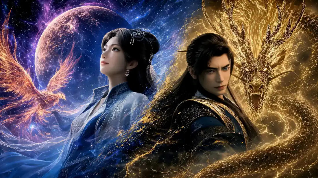 4k韩立南宫婉壁纸｜星空龙凤背景图片 - 凡人修仙传动漫「哲风壁纸」