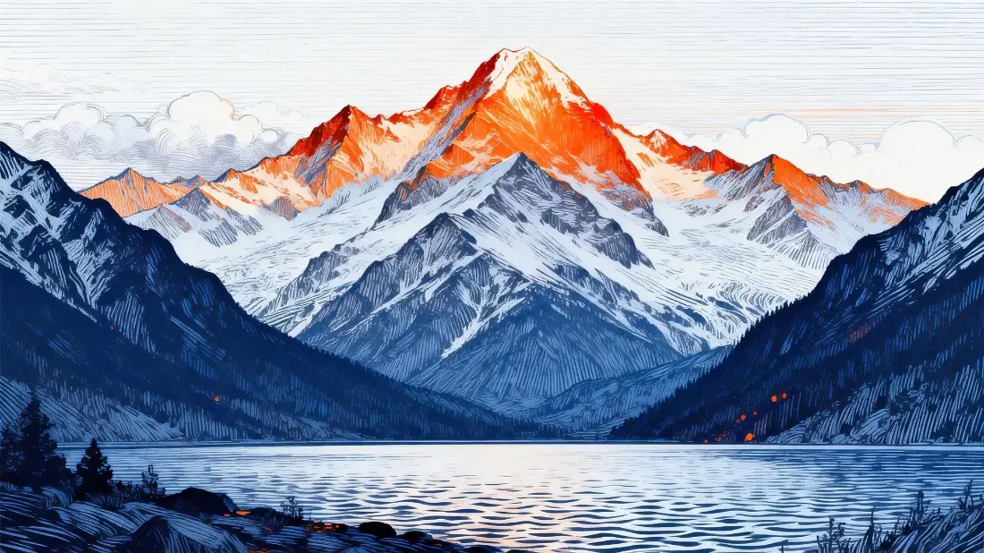 2k日照金山壁纸｜雪山湖泊背景图片 - 4k超清自然风景「哲风壁纸」