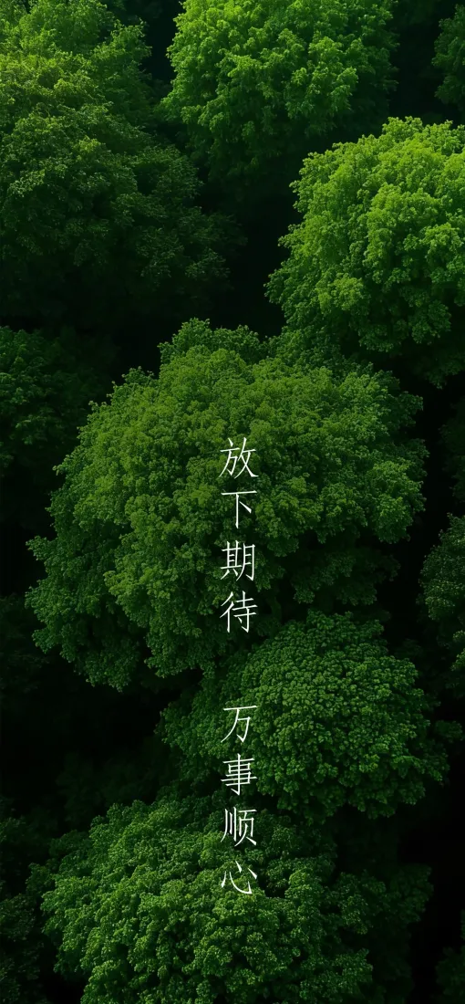绿色森林手机壁纸｜励志文字背景图片 - 万事顺心「哲风壁纸」