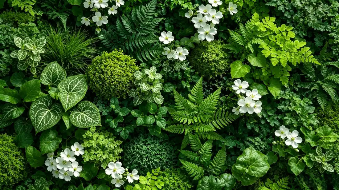 3k清新绿植壁纸｜植物墙背景图片 - 白色小花治愈清新自然「哲风壁纸」